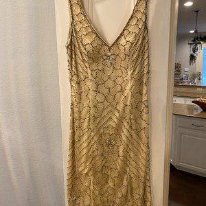 Sue Wong Beaded Gold Dress